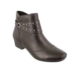 Taos Ultimo Ankle Boot Bootie Brown Leather Studded Strap Detail Size 8.5 Wide